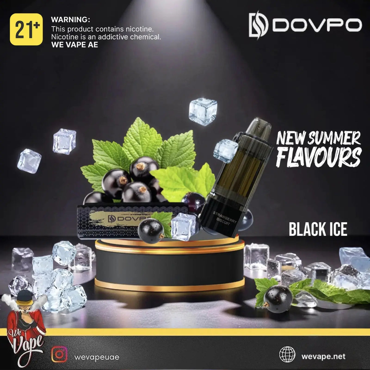 DOVPO KIT 30K Black Ice disposable vape featuring dual mesh coil and refreshing icy flavor