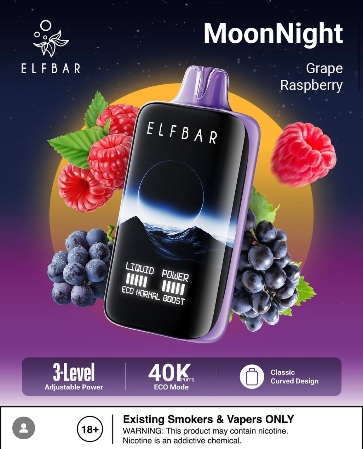 Elf Bar Moon Night 40,000 Puffs - Disposable Pod