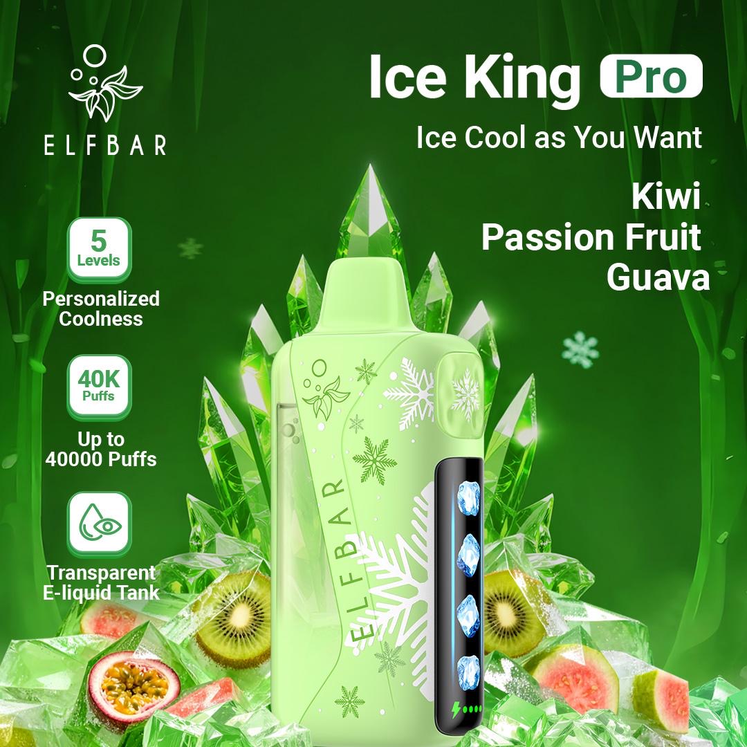 Green vape device with ice-themed design on a green background, featuring ELFBAR branding. Order Now!