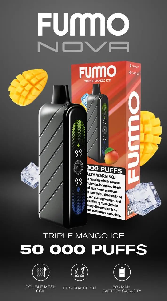 FUMO NOVA vape device with packaging on a dark background. Order Now!