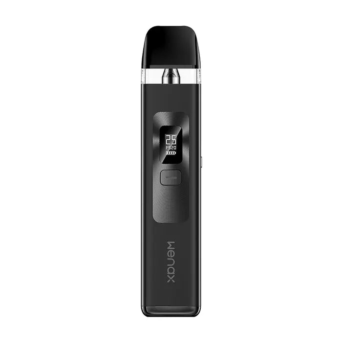 GEEKVAPE WENAX Q IN BLACK COLOR WITH WHITE BACKGROUND