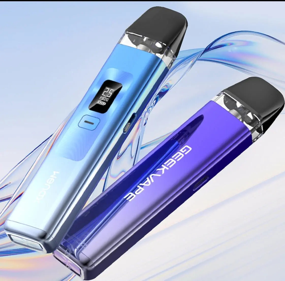 GEEKVAPE wenax Q Pod System Kit in 2 different colors with light blue background