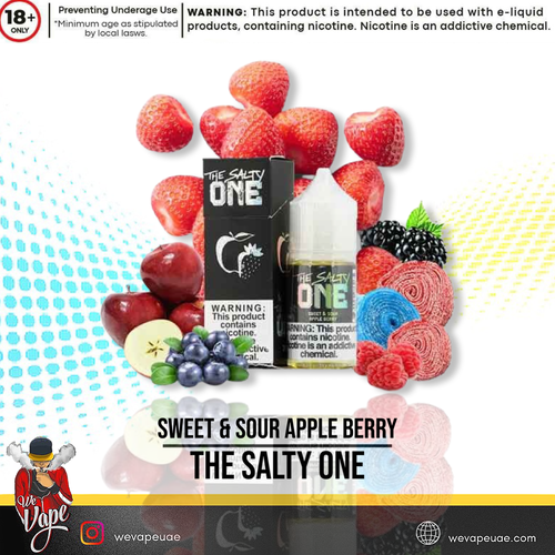 The Salty One E-Liquid bottle with salt nicotine – a premium vaping experience with diverse flavors for satisfaction.