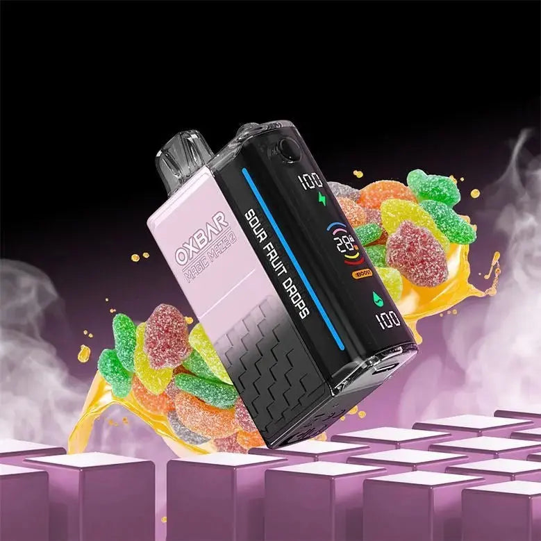 Oxbart vape device with colorful gummy bears and smoke effects on a dark background. ORDER NOW AND GET FREE DELIVERY!