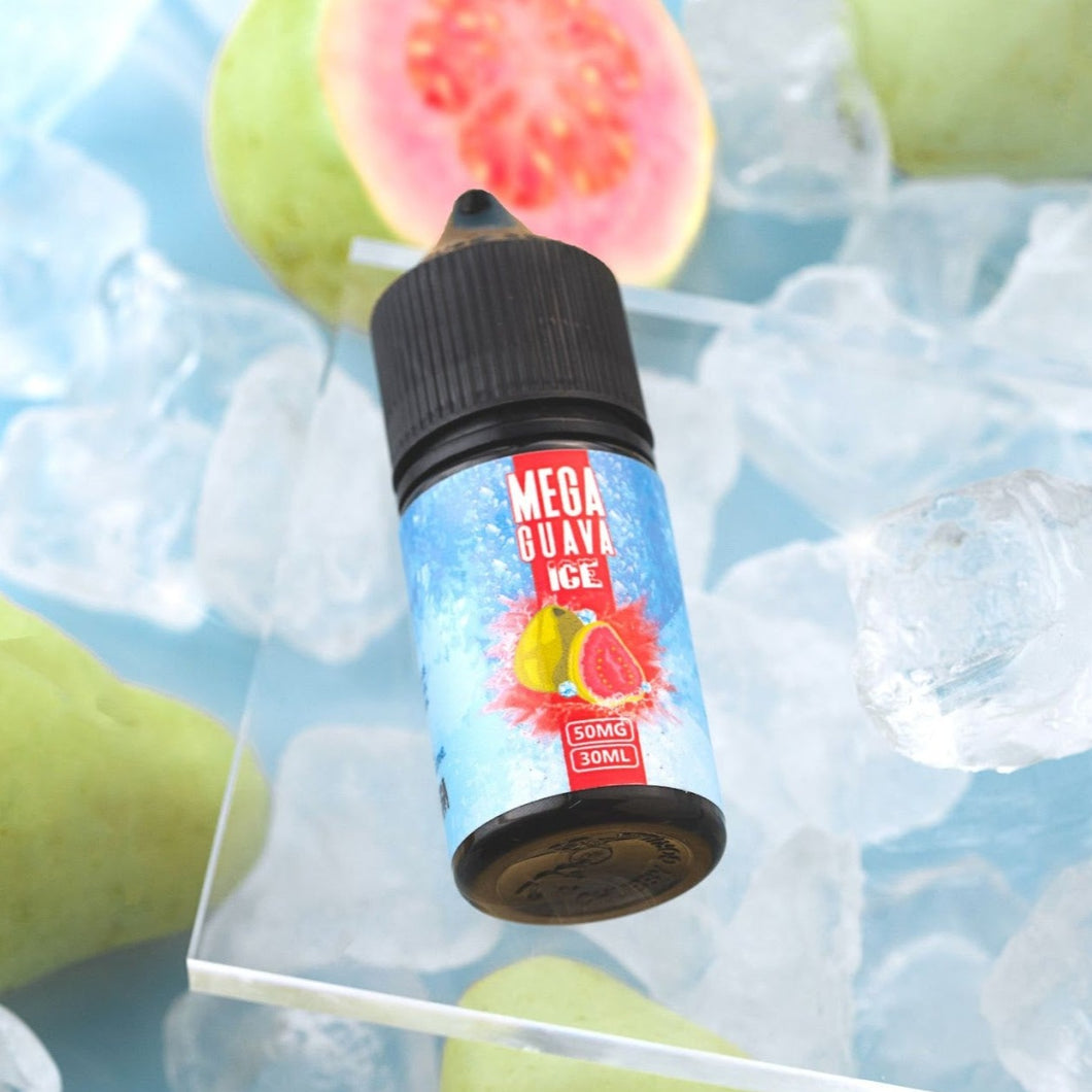 Mega Guava Ice Saltnic by GRAND - A tropical blend of guava sweetness with a refreshing icy twist for an exotic vaping experience.