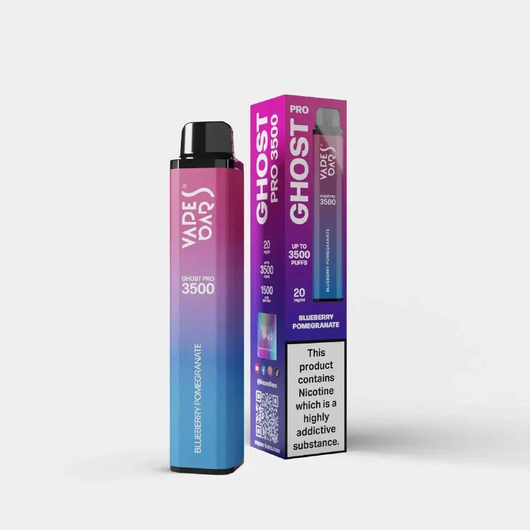 Vape device and packaging with 'Vape Bars' branding on a white background, Blueberry Pomegranate Flavor. ORDER NOW AND AVAIL OUR 20% DISCOUNT!