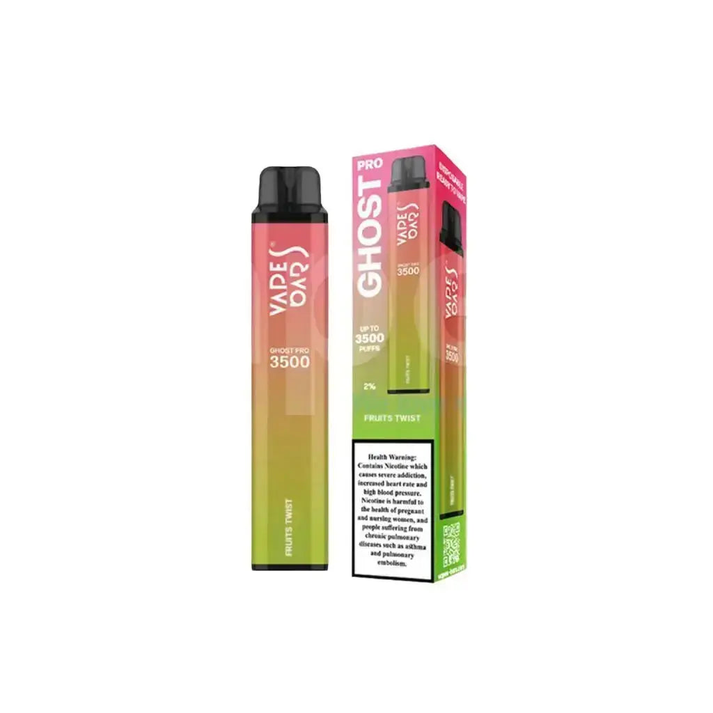 Ghost Pro vape pen and packaging on a white background, Fruit Twist Flavor. ORDER NOW AND AVAIL OUR FREE DELIVERY PROMO!