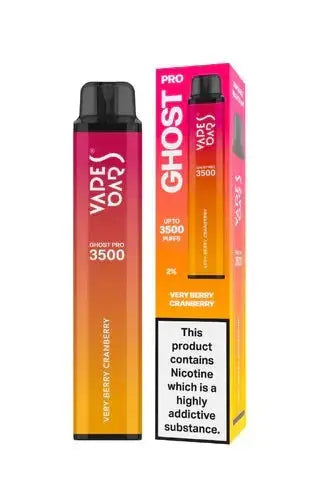 Vape device and packaging with 'Ghost Pro' branding on a white background, Very Berry Cranberry Flavor. ORDER NOW AND AVAIL OUR 20% DISCOUNT!