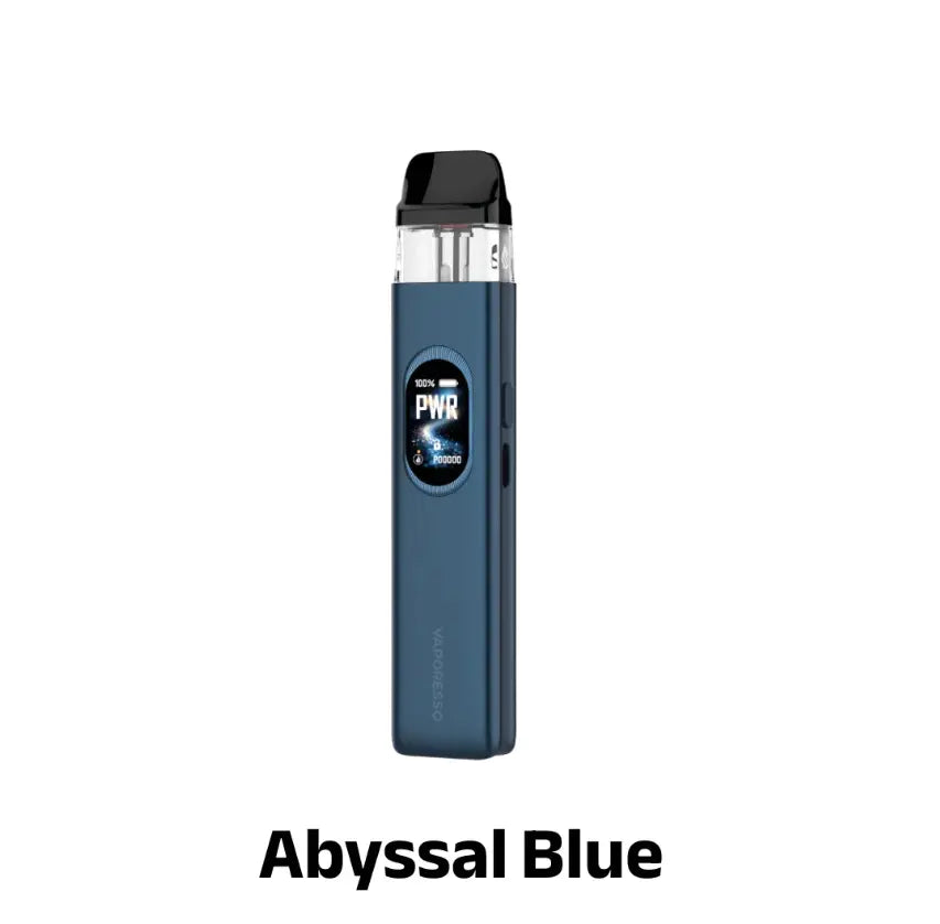A Vaporesso XROS vape device in Abyssal Blue, shown vertically against a plain white background with the text 'Abyssal Blue' underneath. Order Now and get Free Delivery.