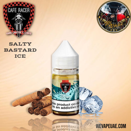 Tobacco Ice Saltnic by Cafe Racer - Cool and smooth vaping with Salty Bastard Ice flavor.