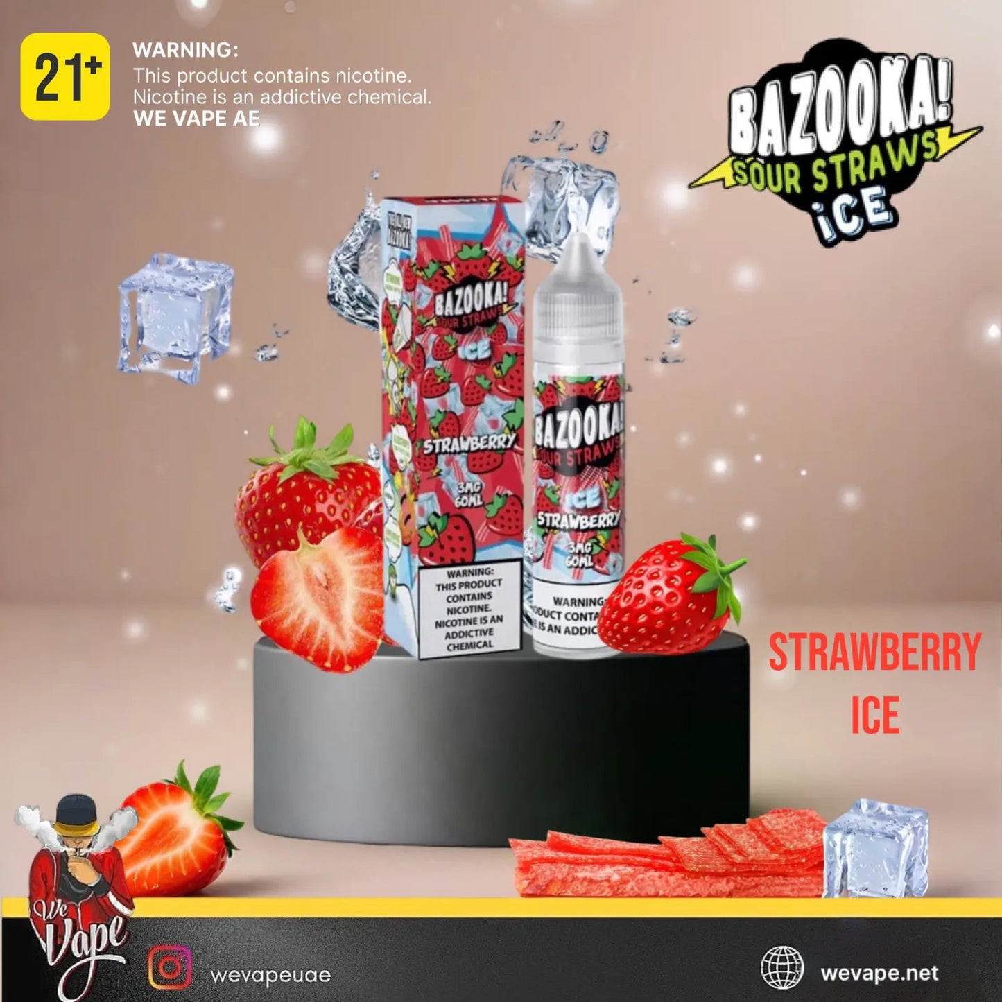 Bazooka Sour Straws Ice Strawberry E - Liquid - We Vape
