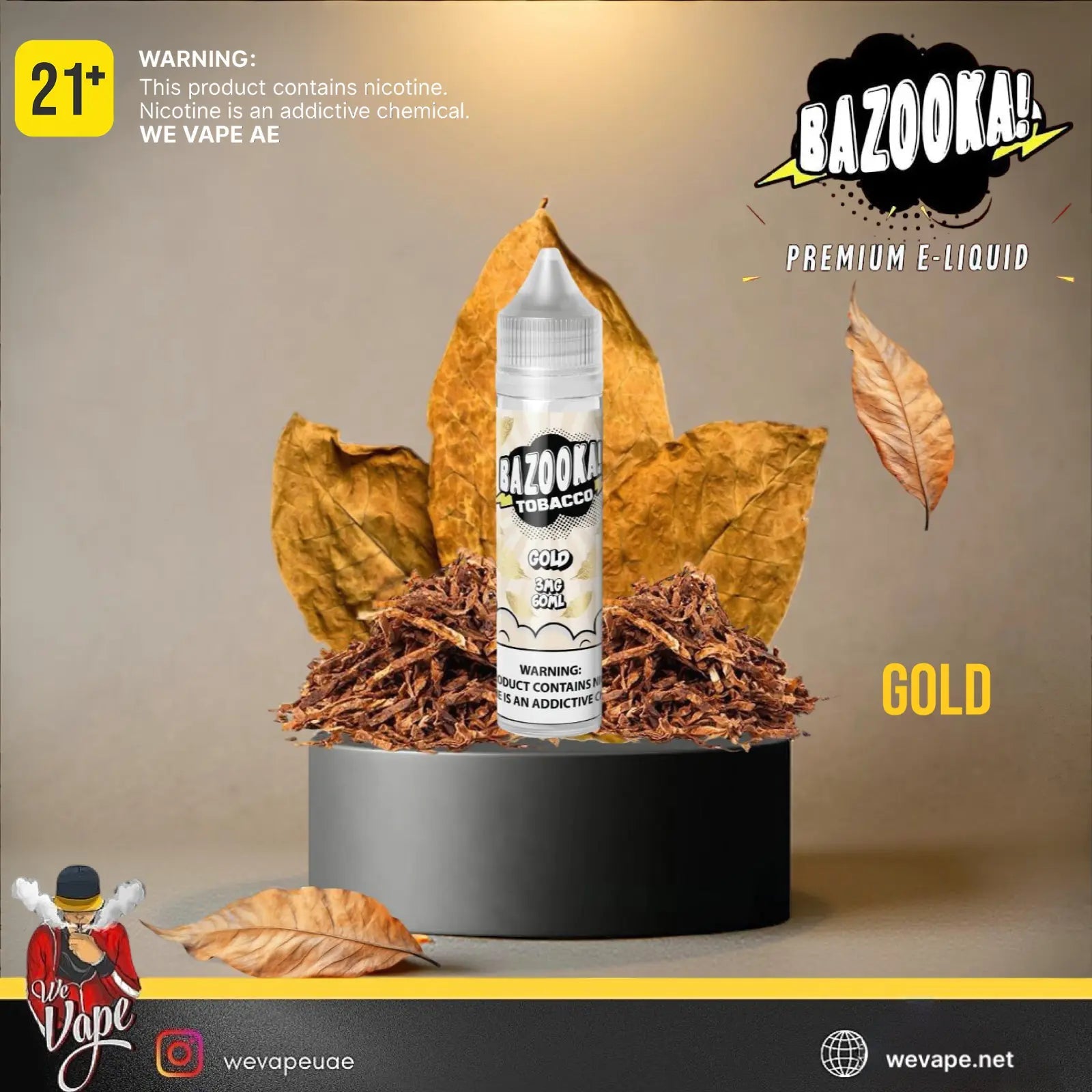 Bazooka Tobacco Gold E - Liquid – Smooth Classic Tobacco Flavor - We Vape