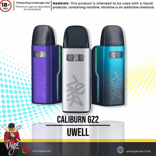 multiple color of UWELL Caliburn GZ2 Pod System – Compact Refillable Vape Device in white background