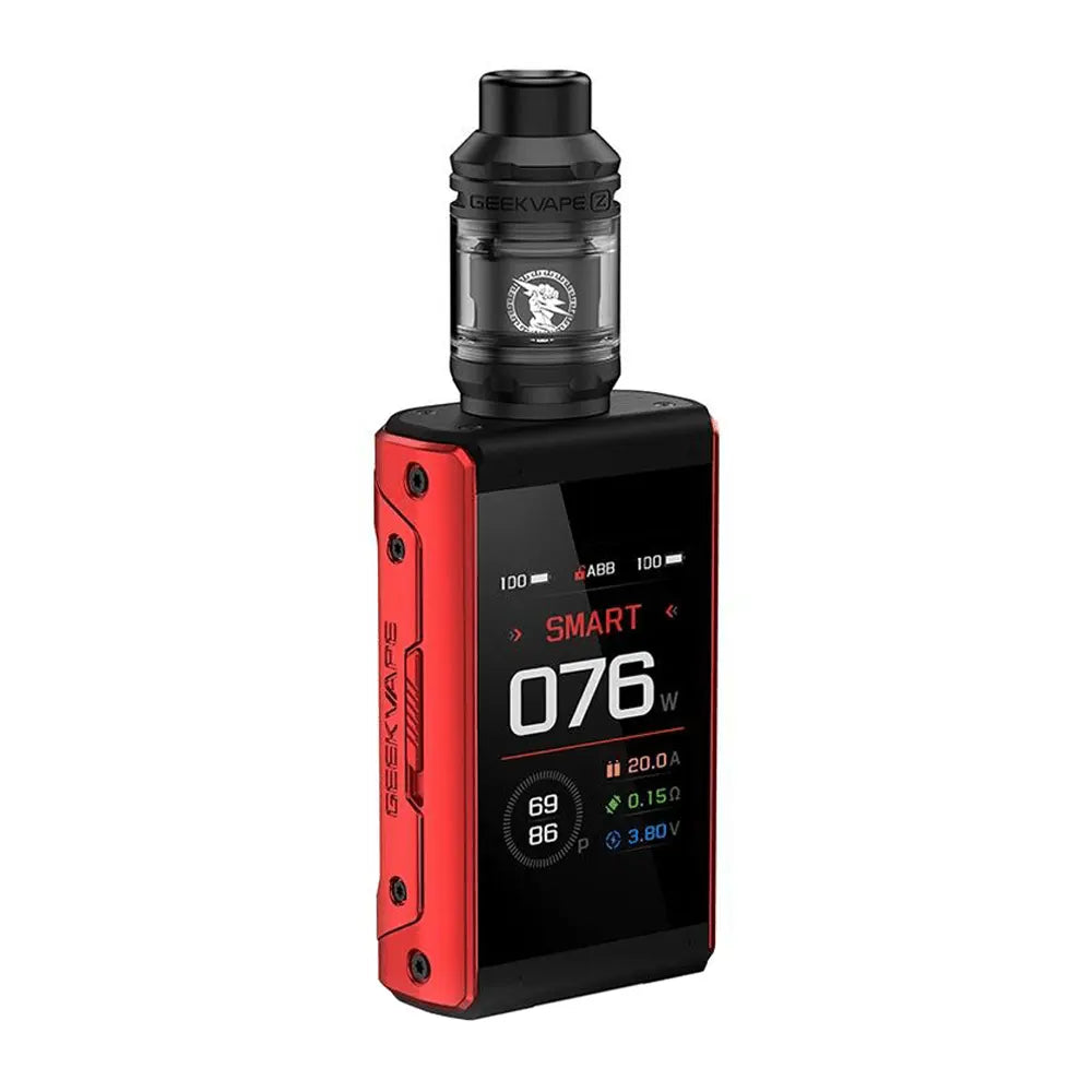 aegis touch t200 in Red and black vape device with digital display on a white background
