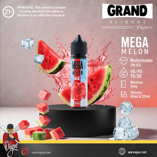 GRAND E - Liquids Mega Melon Ice – Juicy Watermelon Menthol Vape Juice - We Vape