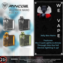 Load image into Gallery viewer, Jelly Box Nano Pod System By Rincoe - Experience the mesmerizing illumination of the 3 LED lights that shine through, lighting up the entire device
