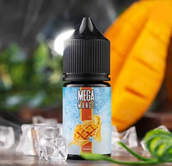 Mega Mango Ice Saltnic E-Liquid Bottle.