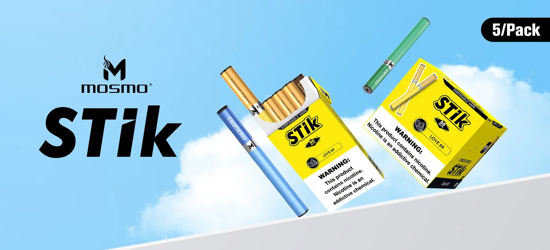 MOSMO Stick Disposable Pod Kit – 300 Puffs | 50mg Nicotine - We Vape