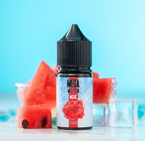 Mega Melon Ice Saltnic E-Liquid Bottle.