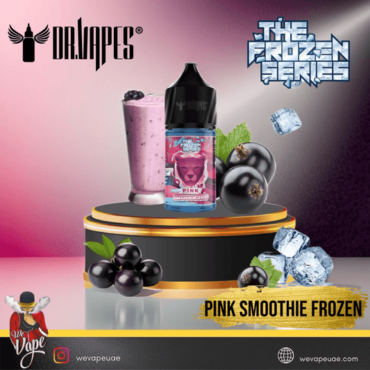 Pink Smoothie Frozen - The Frozen Series 
SaltNic By Dr Vapes with blackcurrant and fruit shake, iced cubes included.
