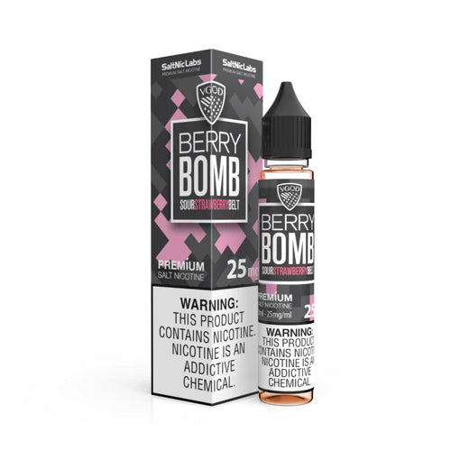 VGOD Saltnic Berry Bomb e-liquid bottle - Bursting with berry goodness.