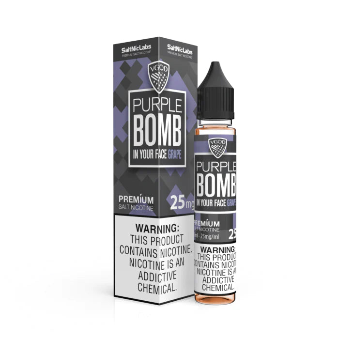 Purple Bomb by VGOD Saltnic e-liquid - A delightful grape and menthol vaping sensation.