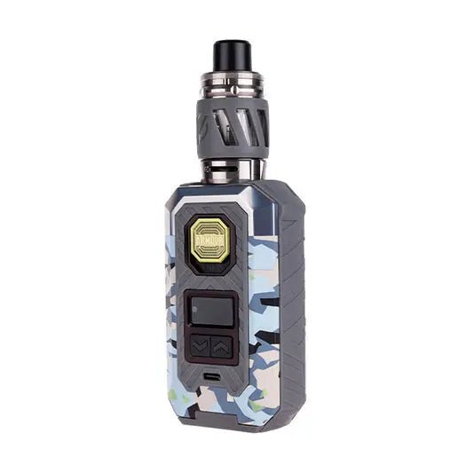 Camouflage-patterned electronic device with a metallic finish on a white background. Order Now