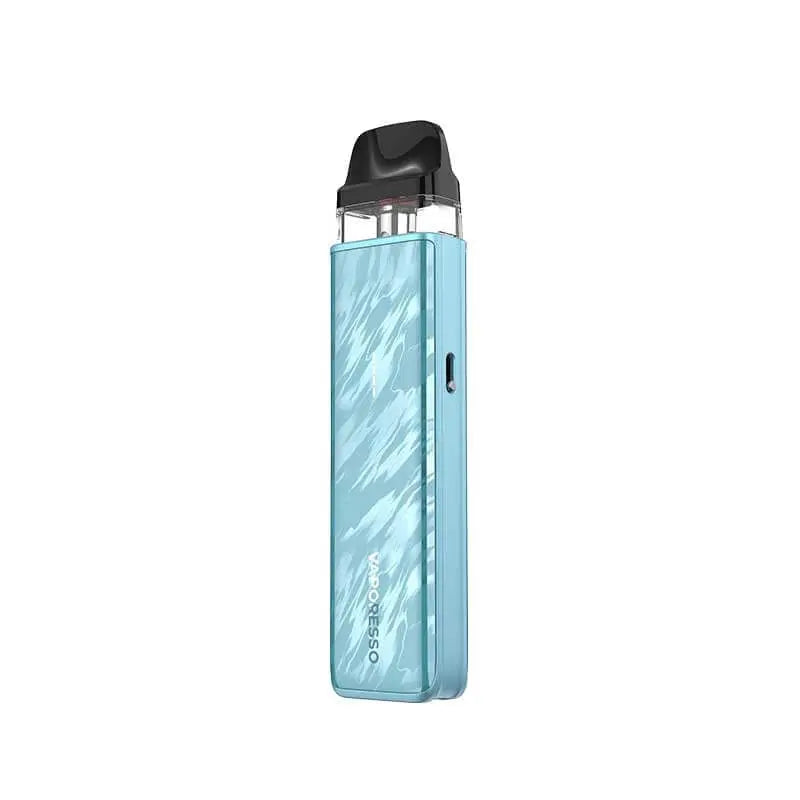 Blue vape device with a black top on a white background. Order Now