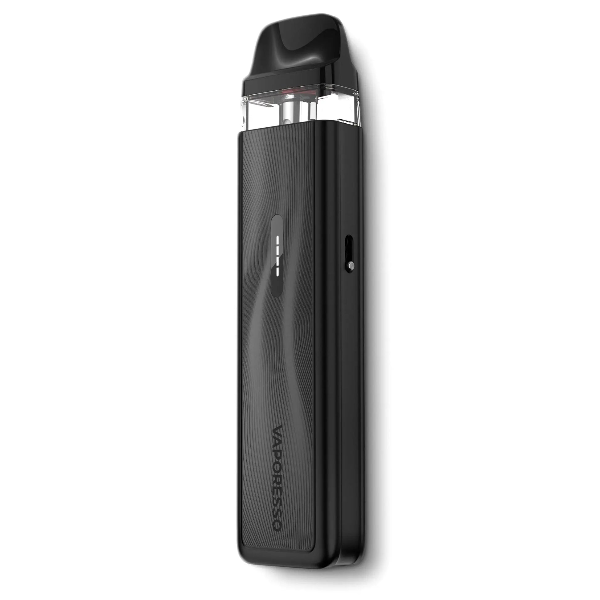 Black Vaporesso vaping device on a white background. Order Now