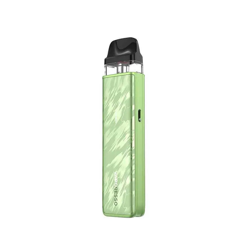 Green vape device with black top on a white background. Order Now