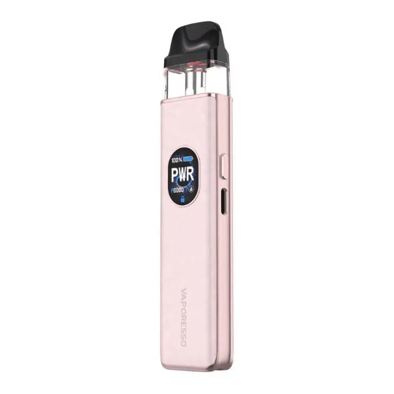Pink vape device with 'Vaporesso' branding on a white background, Order Now