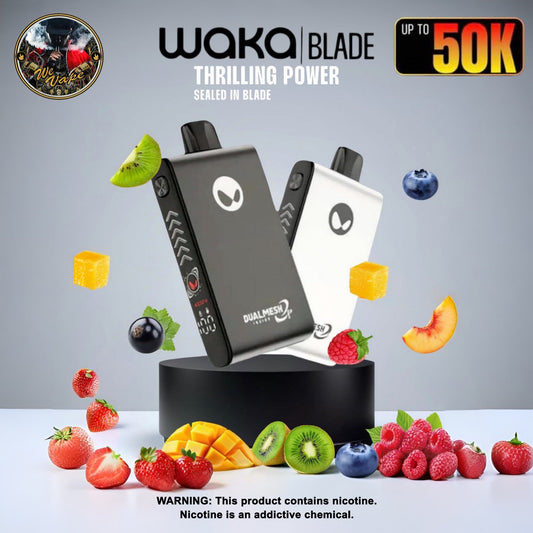Waka Blade 50000 Puffs – Rechargeable Mesh Coil Disposable Vape Pod Kit - 50mg - We Vape