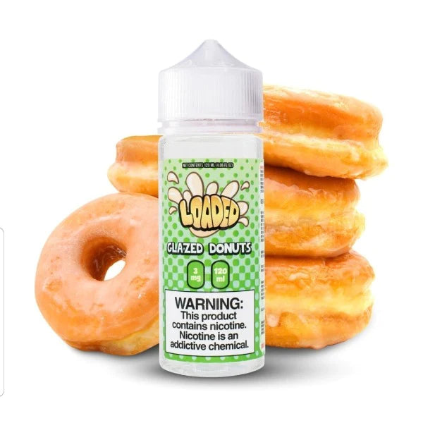 Loaded Glazed Donuts E-Liquid 120mL Bottle – Savor the sweetness of freshly baked glazed donuts in your vape.