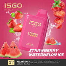 Load image into Gallery viewer, ISGO BAR 10000 Puffs - Indulge in the refreshing fusion of sweet strawberry, juicy watermelon, and icy menthol. Experience the coolness of Strawberry Watermelon Ice!
